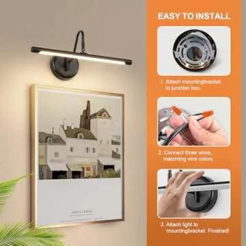 JOOSENLUX LED Picture Light Hardwired Matte Black Modern Picture Lights for Paintings 16.54'' Inch L...