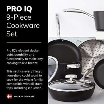 SCANPAN Pro IQ 9-Piece Cookware Set - Easy-to-Use Nonstick - Dishwasher, Metal Utensil & Oven Safe -...
