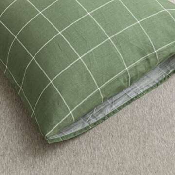 JELLYMONI Cotton Plaid Pillowcases Set - 100% Natural Comfort