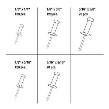 Alltrade 500-Piece Aluminum Rivet Set with Organizer