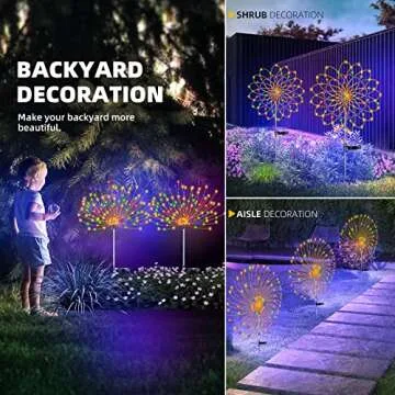 YOTOZU 2 PCS Solar Firework Light, Outdoor Solar Garden Decorative Lights 120 LED Powered 40 Copper Wires String DIY Landscape Light for Pathway (Multi-Color)