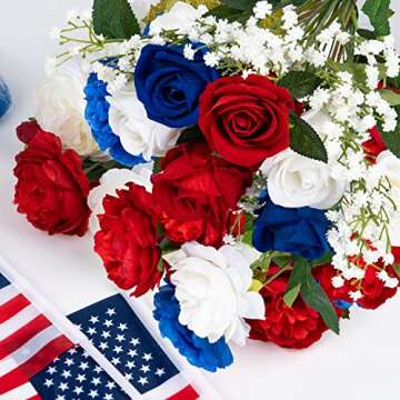 28 Pcs Patriotic Artificial Flowers for Memorial Day