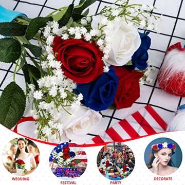 28 Pcs Patriotic Artificial Flowers for Memorial Day