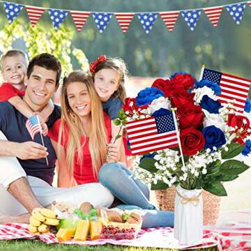 28 Pcs Patriotic Artificial Flowers for Memorial Day