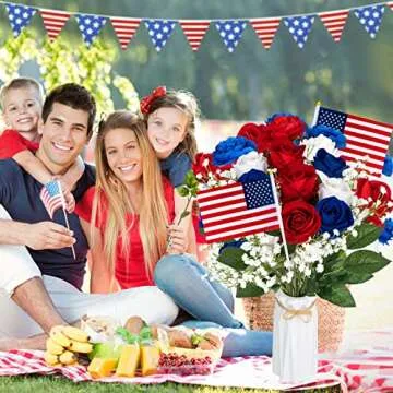 28 Pcs Patriotic Artificial Flowers for Memorial Day