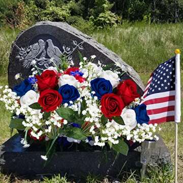 28 Pcs Patriotic Artificial Flowers for Memorial Day