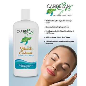 Caribbean Sol - Beach Colours Natural Self Tanning Lotion- Natural Eco-Friendly Sunless Tanner Skin ...