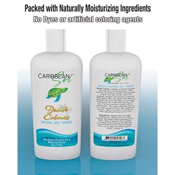 Caribbean Sol - Beach Colours Natural Self Tanning Lotion- Natural Eco-Friendly Sunless Tanner Skin Moisturizing Quick Self Tan Body Lotion 6oz.