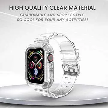 Clear Watch Band for Apple Watch 45mm 42mm 44mm Jelly Crystal Bumper Case Band for Women Men Compatible with Apple iWatch Series 9 8 SE 7 6 5 4 3 2 1 (clear 42/44/45mm)