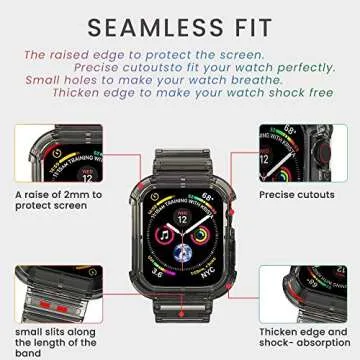 Clear Watch Band for Apple Watch 45mm 42mm 44mm Jelly Crystal Bumper Case Band for Women Men Compatible with Apple iWatch Series 9 8 SE 7 6 5 4 3 2 1 (clear 42/44/45mm)