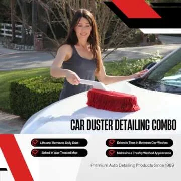The Original California Car Duster Detailing Kit with Plastic Handle, Model Number: 62445, Red