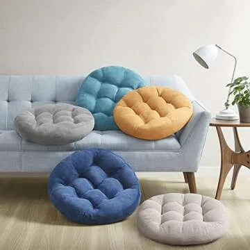 Degrees of Comfort Meditation Floor Pillow, Round Large Pillows Seating for Adults, Tufted Corduroy Cushion for Living Room Tatami, Beige 22 Inch