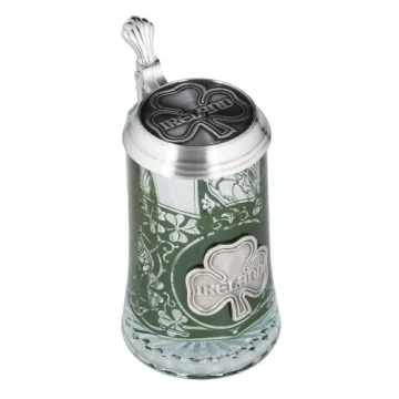 Ireland Glass Beer Stein with Pewter Lid for All Occasions