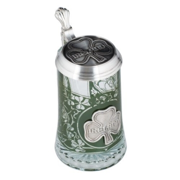 Ireland Glass Beer Stein with Pewter Lid for All Occasions