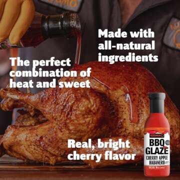 Kosmos Q Cherry Apple Habanero BBQ Glaze - 15.5 Oz Bottle for Sticky & Flavorful Barbecue - Thick BBQ Glaze for Competition Ready Mouth-Watering Meat (Cherry Apple Habanero)