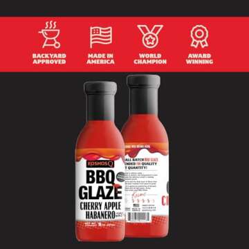 Kosmos Q Cherry Apple Habanero BBQ Glaze - 15.5 Oz Bottle for Sticky & Flavorful Barbecue - Thick BBQ Glaze for Competition Ready Mouth-Watering Meat (Cherry Apple Habanero)