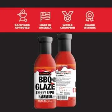 Kosmos Q Cherry Apple Habanero BBQ Glaze - 15.5 Oz Bottle for Sticky & Flavorful Barbecue - Thick BBQ Glaze for Competition Ready Mouth-Watering Meat (Cherry Apple Habanero)