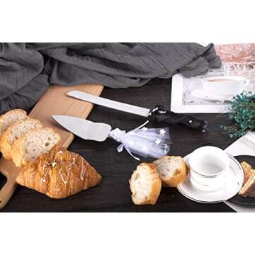 ULA Bride and Groom Wedding Cake Knife and Server Set Serrated Knife Pie Server for Wedding Gift Valentine Day Gift
