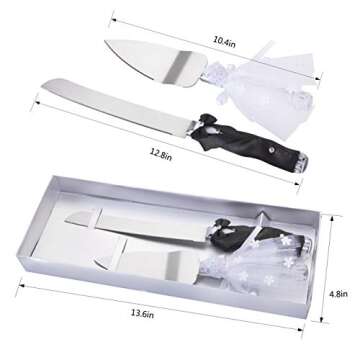 ULA Bride and Groom Wedding Cake Knife and Server Set Serrated Knife Pie Server for Wedding Gift Valentine Day Gift