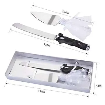 ULA Bride and Groom Wedding Cake Knife and Server Set Serrated Knife Pie Server for Wedding Gift Valentine Day Gift