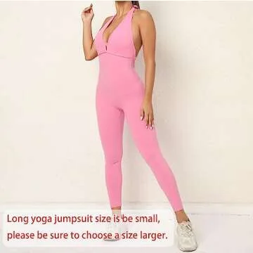 LsdgFriday Nude Feeling Backless Womens Workout Catsuit Bodysuit One Piece Solid Halter Yoga Jumpsui...
