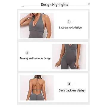 LsdgFriday Nude Feeling Backless Womens Workout Catsuit Bodysuit One Piece Solid Halter Yoga Jumpsuit Sport Rompers for Gym Tracksuit Fitness S