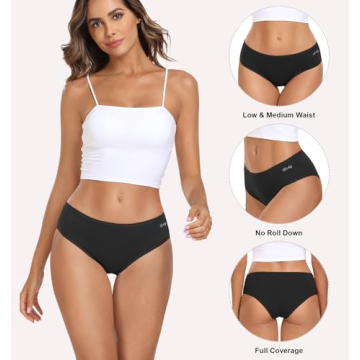 coskefy Soft Womens Cotton Underwear Low Rise Stretch Hipster Panties Breathable Ladies Bikini Briefs 6 Pack Black