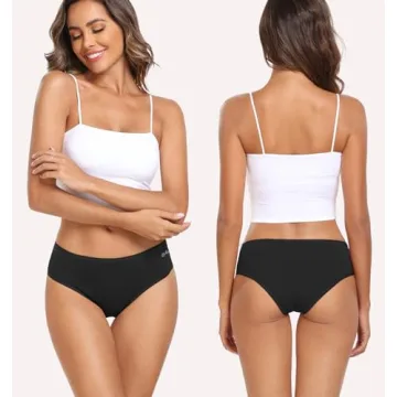 coskefy Soft Womens Cotton Underwear Low Rise Stretch Hipster Panties Breathable Ladies Bikini Briefs 6 Pack Black