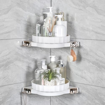 Sumye 2 Pack Corner Shower Caddy 360° Rotating Bathroom Organizer for Easy Access