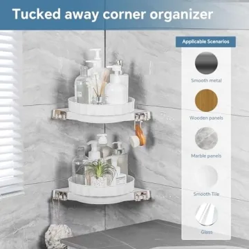 Sumye 2 Pack Corner Shower Caddy with 360° Rotation
