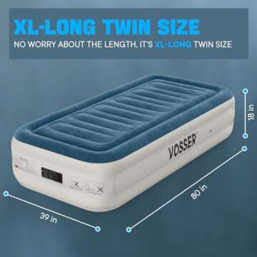 VOSSER Twin Air Mattress with Built-in Pump,Fast & Easy Inflation/Deflation Inflatable Mattress, Fol...