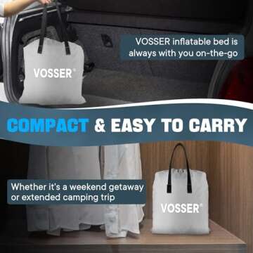 VOSSER Twin Air Mattress with Built-in Pump,Fast & Easy Inflation/Deflation Inflatable Mattress, Foldable Blow Up Mattress with Storage Bag, Inflatable Bed for Home, Camping & Guests