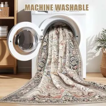 homewill 8x10 Washable Area Rug - Vintage Floral Design