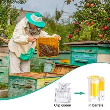 Outus 5 Pieces Plastic Bee Queen Clips Transparent Bee Cages with Queen Bee Marking Bottle for Beekeepers Mark Tool
