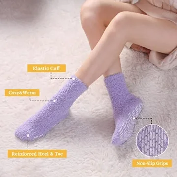 FNOVCO Cozy Non-Slip Socks for Women - Warm & Stylish