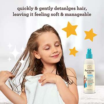 Aveeno Kids Hydrating Detangling Spray with Oat Extract, Quickly & Gently Detangles Kids' Hair, Tear...