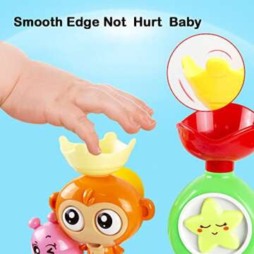 G-WACK Bath Toys for Toddlers Age 1 2 3 Year Old Girl Boy, Preschool New Born Baby Bathtub Water Toys, Durable Interactive Multicolored Infant Toy, Lovely Monkey Caterpillar,Strong Suction Cups Pink