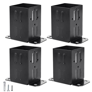 Eapele 4x4 Wood Fence Post Anchor Base with Hardware Included