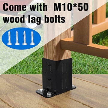 Eapele 4x4 Wood Fence Post Anchor Base with Hardware Included