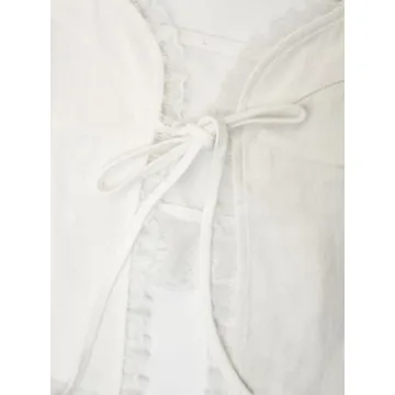 Remidoo Women's Sexy Lace Trim Open Front Self Tie Cami Crop Top White Large