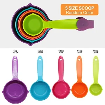 Rypet Pet Food Scoop Set - 5 Measuring Cups for Pets