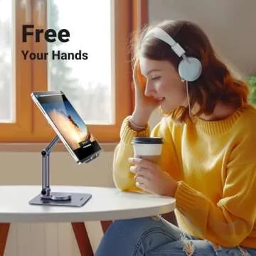 UGREEN Tablet Stand for Desk Swivel with 360° Rotating Base Tablet Holder Aluminum Portable Stand Adjustable Home Office Accessories Compatible with iPad Pro 11 Air Mini 6 5 Grey