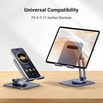 UGREEN Tablet Stand for Desk Swivel with 360° Rotating Base Tablet Holder Aluminum Portable Stand Adjustable Home Office Accessories Compatible with iPad Pro 11 Air Mini 6 5 Grey