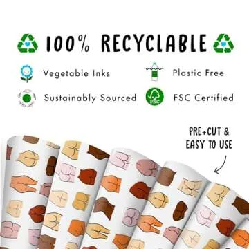 CENTRAL 23 Adult Wrapping Paper for Men Women Friends - 6 Sheets of Rude Birthday Gift Wrap - for Husband or Wife - For Anniversary Bridal Shower Valentines Day Christmas - Recyclable