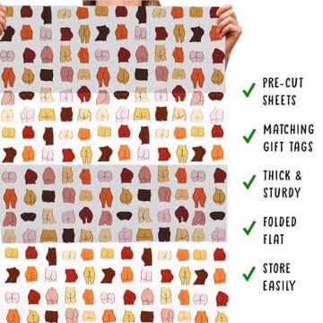 CENTRAL 23 Adult Wrapping Paper for Men Women Friends - 6 Sheets of Rude Birthday Gift Wrap - for Husband or Wife - For Anniversary Bridal Shower Valentines Day Christmas - Recyclable