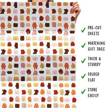 CENTRAL 23 Adult Wrapping Paper for Men Women Friends - 6 Sheets of Rude Birthday Gift Wrap - for Husband or Wife - For Anniversary Bridal Shower Valentines Day Christmas - Recyclable