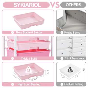 SYKIARIOL Rolling Storage Cart with Drawers,Utility Cart With 8 Drawers and Wooden Tabletop,Rolling ...