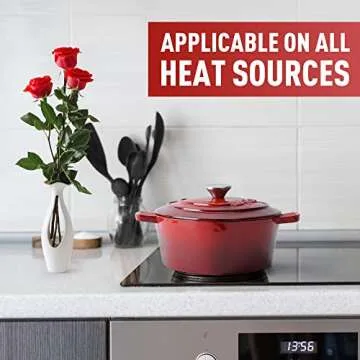 MIAMIO - Enameled Cast Iron Dutch Oven (3.2 Quart, 10 Inch) in Heart Shape Non Stick Pot/Gift for Christmas, Suitable for All Heat Types + Oven