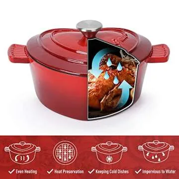 MIAMIO - Enameled Cast Iron Dutch Oven (3.2 Quart, 10 Inch) in Heart Shape Non Stick Pot/Gift for Christmas, Suitable for All Heat Types + Oven
