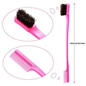 10 Pieces Hair Edge Brush Double Sided Control Hair Brush Comb Combo Pack Smooth Comb Grooming, 5 Co...